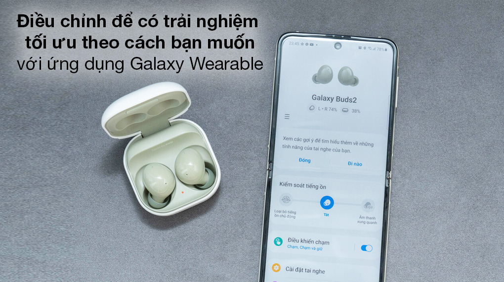 Tai nghe Bluetooth True Wireless Samsung Galaxy Buds 2 R177N - Chỉnh âm thanh theo sở thích của bạn với Galaxy Wearable