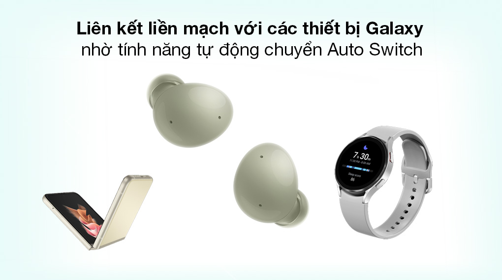 Tai nghe Bluetooth True Wireless Samsung Galaxy Buds 2 R177N - Sử dụng cùng các thiết bị Galaxy linh hoạt nhờ tính năng tự động chuyển Auto Switch